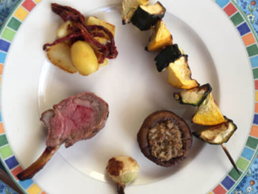 Rack of lamb and side dishes